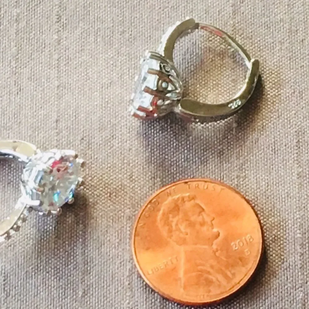 Cubic Zirconia Rhodium Plated Stud Earrings NWT